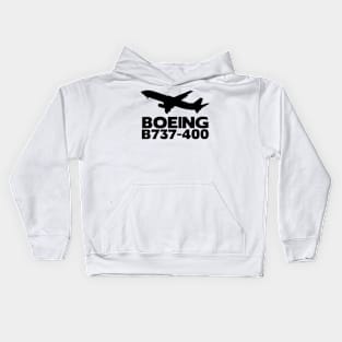 Boeing B737-400 Silhouette Print (Black) Kids Hoodie